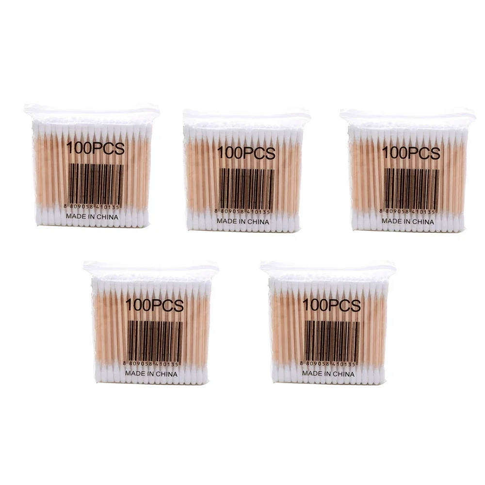 100-1000 Stuks Dubbele Hoofd Wattenstaafje Vrouwen Make-Up Wattenstaafjes Tip Voor Houten Stokken Neus Oren Schoonmaken gezondheidszorg Gereedschap