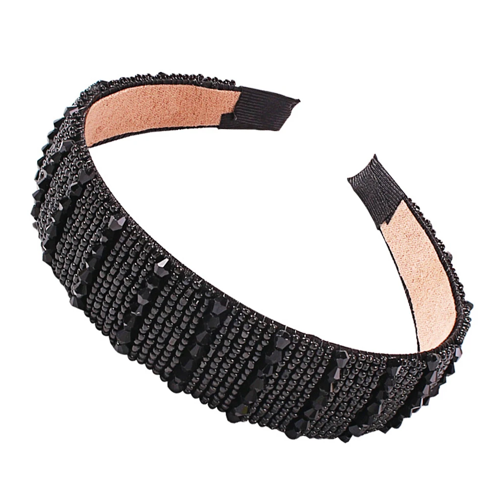 

1PC Simulated Crystal Hair Clasp Stylish Broadside Hair Hoops Delicate Beaded Headband Creative Hair Accessories for Women Use (