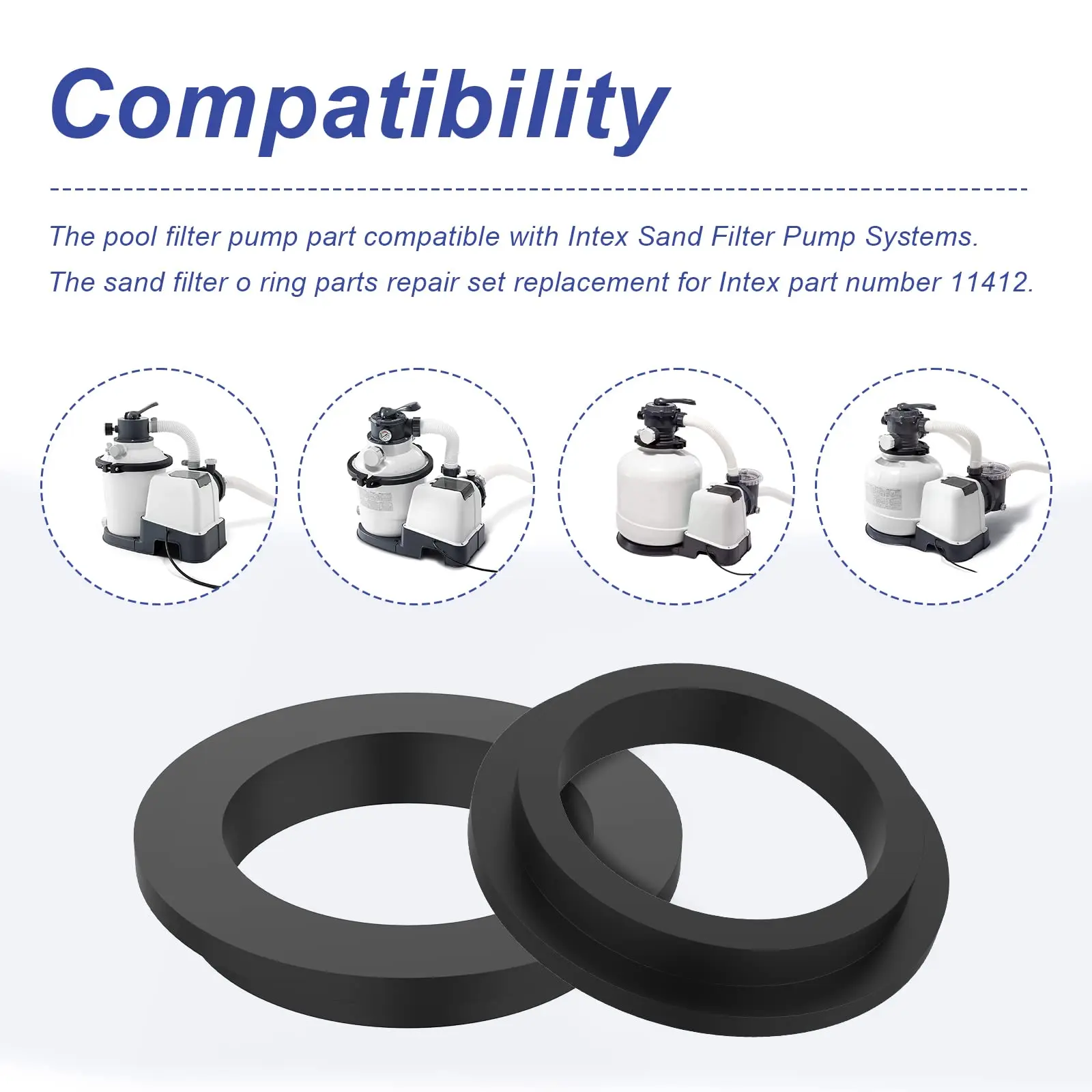 

11412 Pool Filter Pump L-Shape O-Ring Compatible with Intex Sand Filter Pump Motor 26323CA, 26323EH, 26331CA, 26331EH, 26337EH,