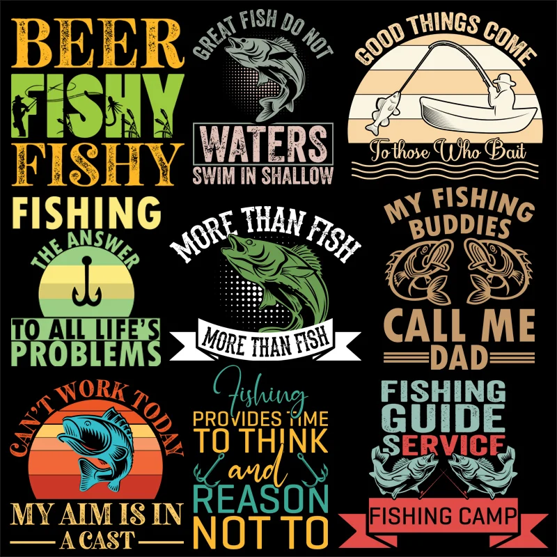 

Fishing Lovers Animal Alphabet Heat Transfer printing on Jackets Bags Socks Pillow Vinyl Sticker For Clothes Applique