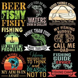 Fishing Lovers Animal Alphabet Heat Transfer printing on Jackets Bags Socks Pillow Vinyl Sticker For Clothes Applique