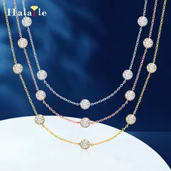 Halaile 5MM D Color Full Moissanite S925 Sterling Silver Bubble Necklace Classic Neck Chain Fine Jewelry Women Trendy Gift