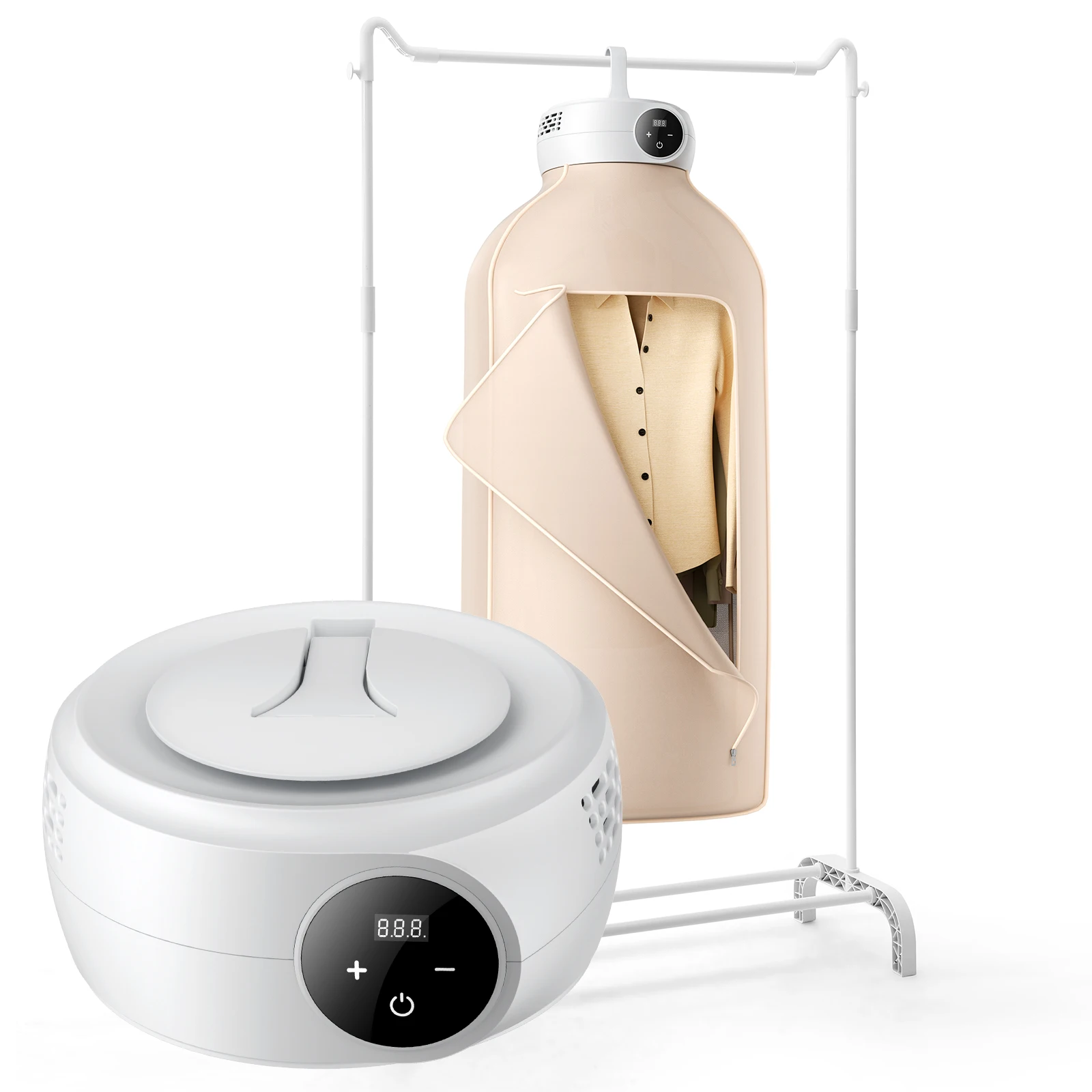 SucceBuy Sèche-linge portable avec sac de séchage Mini sèche-linge pliable 600 W avec minuterie 5-H et affichage LED pour appartements, dortoirs, camping-car, hôtels