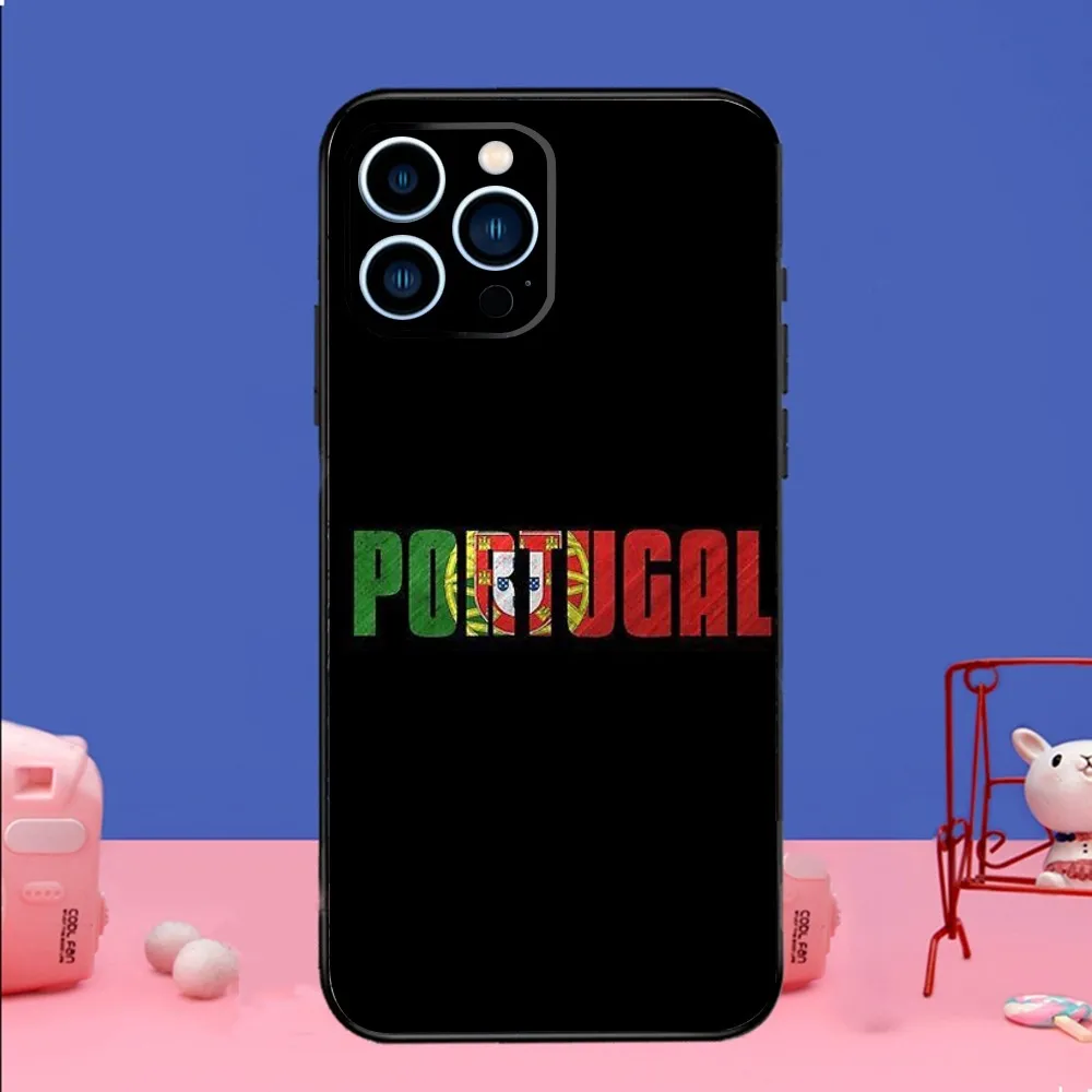 Portugal Flag Portuguese Country Phone Case For iPhone 14,13,12 Mini 11 Pro XR,X,XS,MAX 6S,7,8 Plus Silicone Cover Soft black