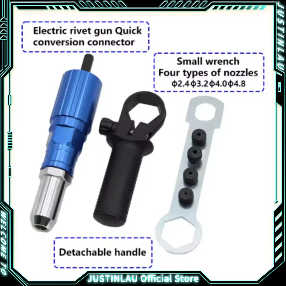 

Household Electric Drill Rivet Gun Adapter 2.4mm-3.2mm -4.0mm -4.8mm, Rivet Tool