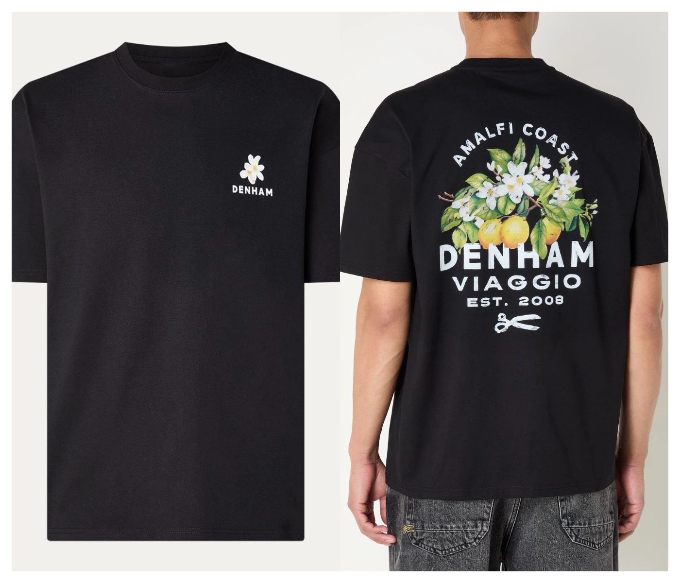 

Summer Denham Amalfi T-shirt Sports Brand Cotton Print T-shirt Fashion Crew Neck Top Casual Loose Streetwear Unisex High Quality