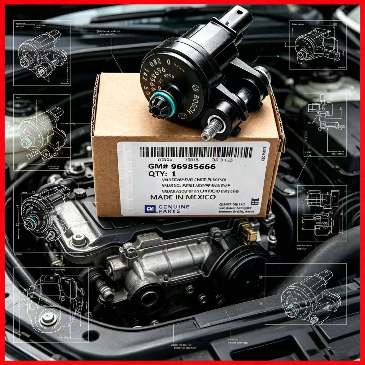 Válvula Solenoide de Controle de Purga do Canister de Vapor do Motor 96985666 0280142502 para Chevrolet Spark 2013-2015 96985666 0280142502