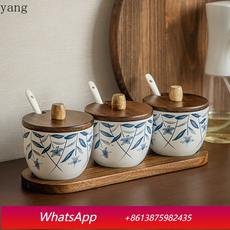 

LTT retro light luxury seasoning jar set kitchen household ceramic seasoning bottle jar