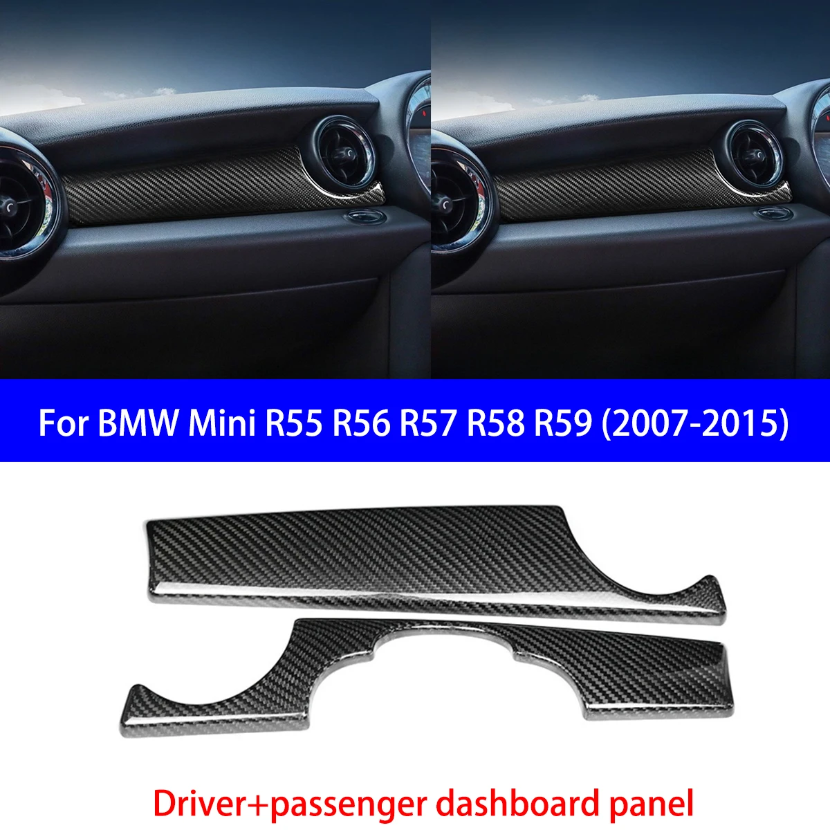 لسيارات BMW MINI R Series R55/56/57/58/59/F55/56/60 لوحة أدوات من ألياف الكربون الجافة/صندوق مسند الذراع/إطار مفتاح النافذة الأجزاء الداخلية #2