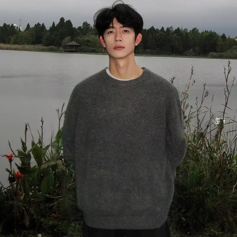 

Men's Knitted Long Sve Wool Blend Texture round Ne Sweater Ultra Soft Polyester Fabric Winter Casual Wear round Ne Design