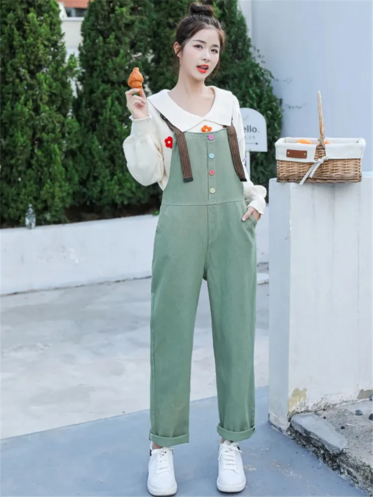 Spring Summer New Female Denim Jumpsuit Casual Loose Overalls Women Clothes Harajuku Simple Back Strap Pants 2024 Ropa De Mujer