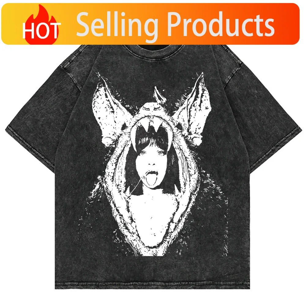 100% Cotton Vintage Washed Melanie Martinez Hades Tshirt Fashion Men The Listening Chamber Event Cool Loose Acid Wash Tee Shirt