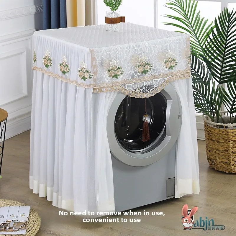 

Nordic Luxury Lace Washing Machine Dust Cover Sunscreen New 2026 Special Balcony Dustproof Cover Towel Cloth Roll Top