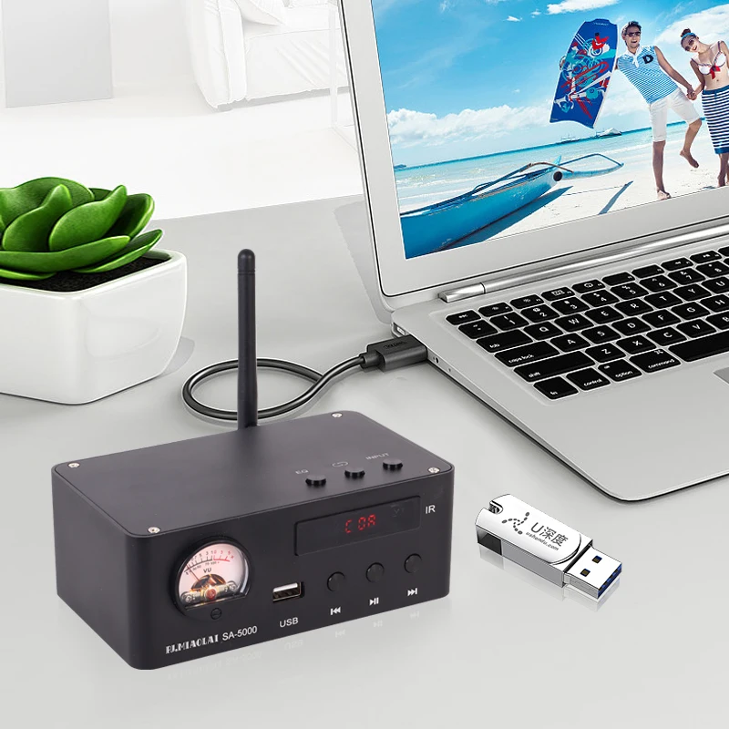 PJ. MIAOLAI SA-5000 HiFi Bluetooth 5.0 Audio Receiver USB AUX RCA Fiber Coaxial U Disk Decoder Amplifier Bluetooth music player