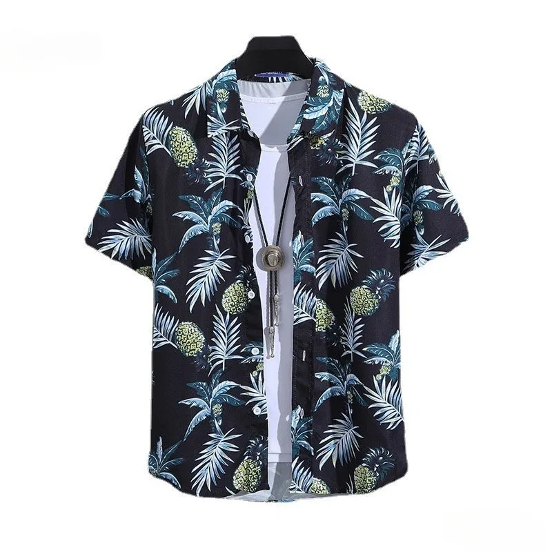 

2024 Summer Short Sleeve Printed Shirt Fashion Beach Shirt Men's Clothing Turtleneck Polo Shirt Men's Casual Top