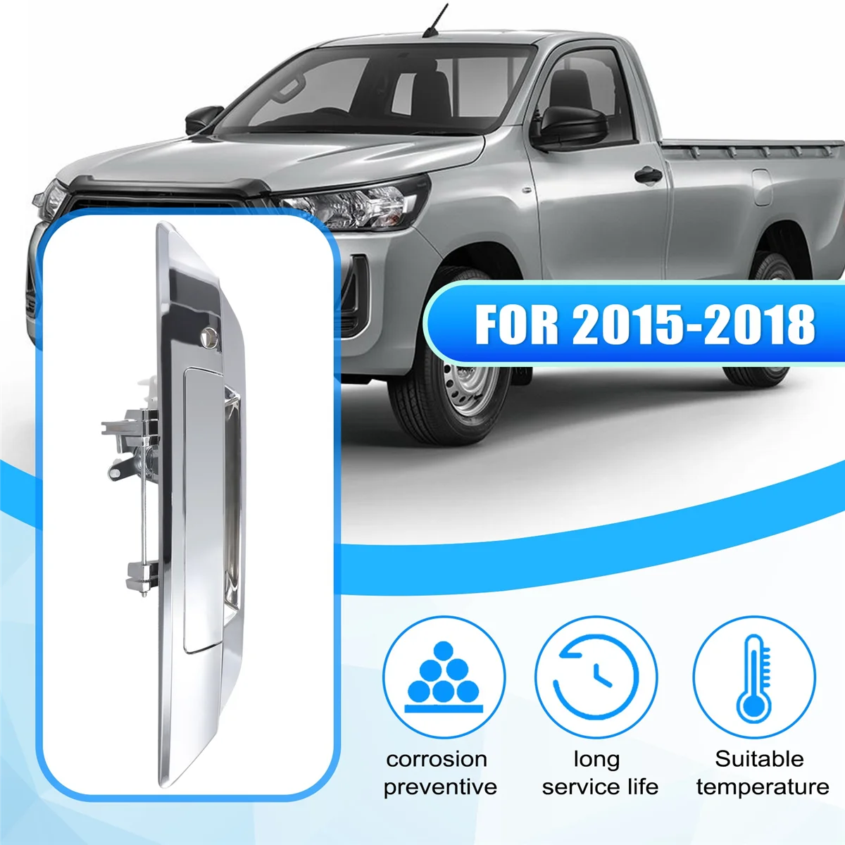 

#651R Tailgate Door Handle with Keyhole 69090-0K100 for Toyota Hilux Revo 2015-2018 (Silver)