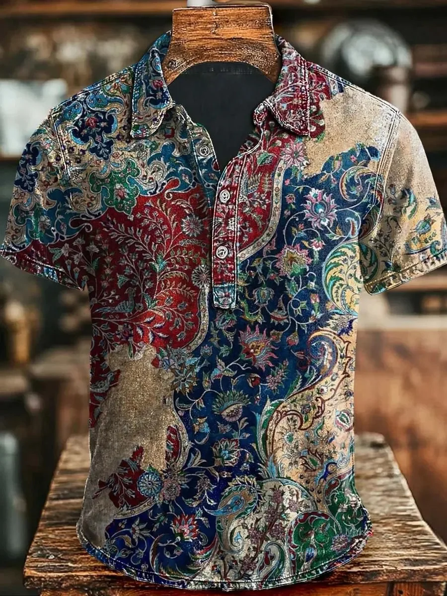 Baroque patterned men's polo shirt