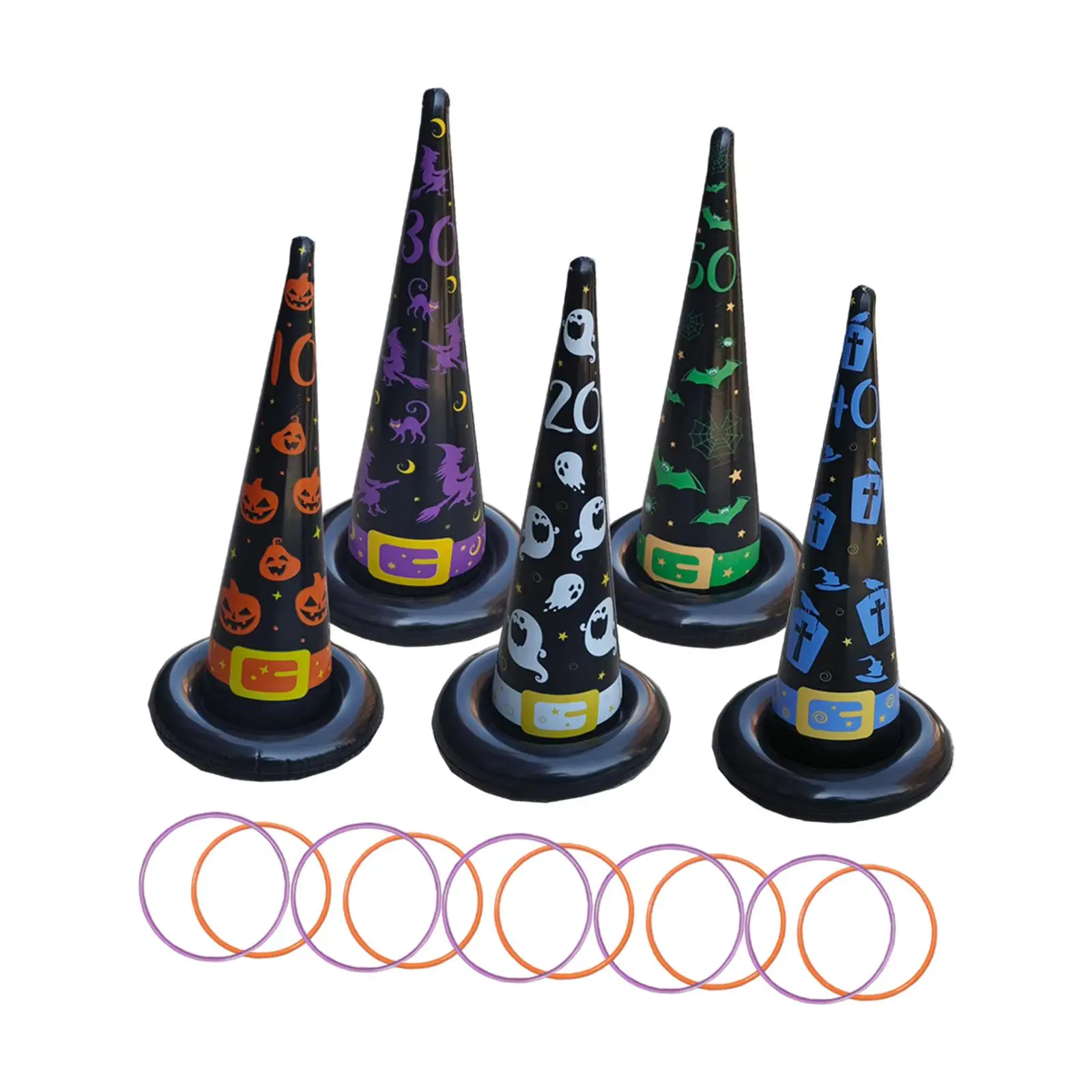 15x Halloween Rings Toss Game with Rings Training Cones Halloween Games for Halloween Indoor Outdoor Party Games Family Adults