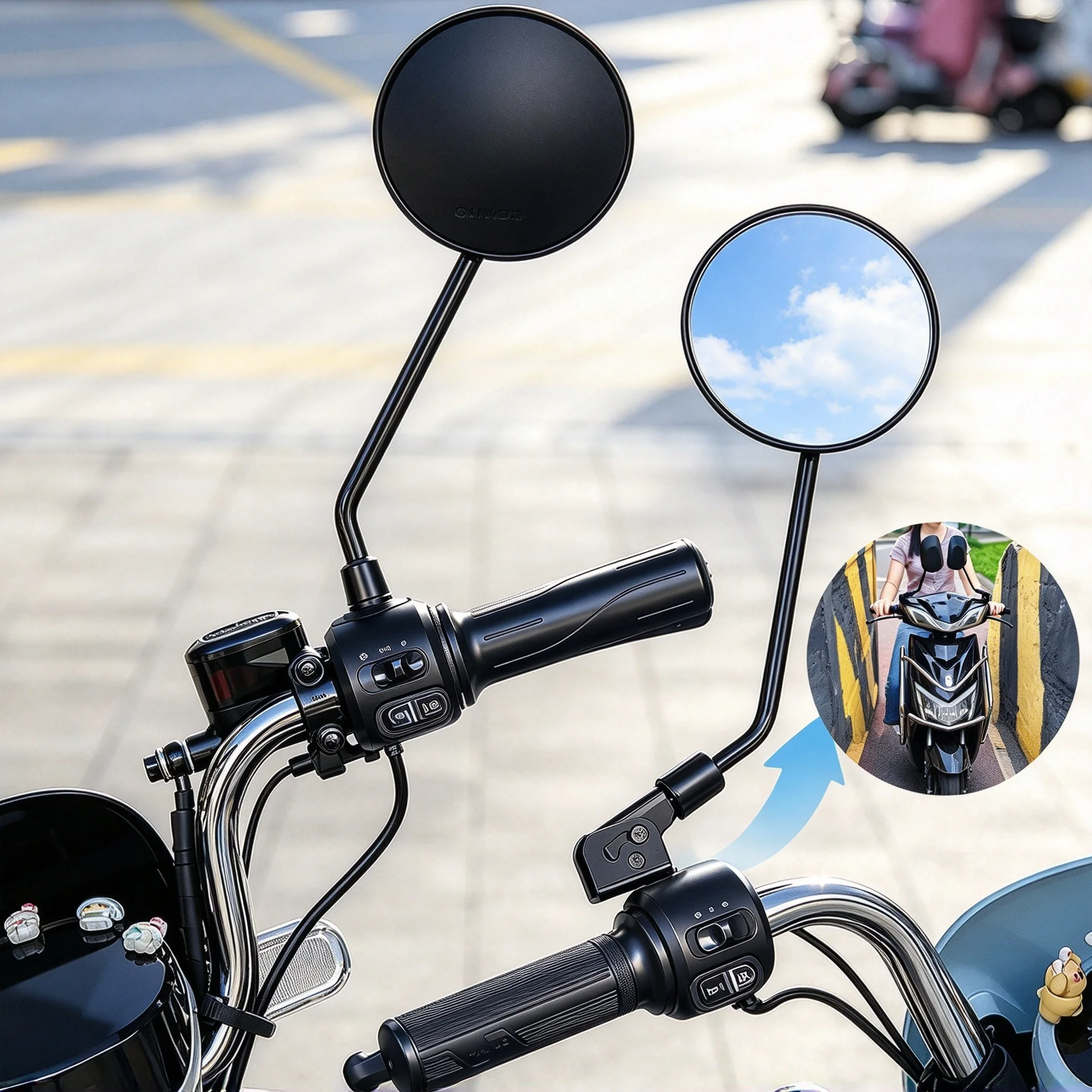 Universal Electric Vehicle Rearview Mirror Base - Stainless Steel, Foldable, Stable and Scratch-Resistant Rearview Mirror Base
