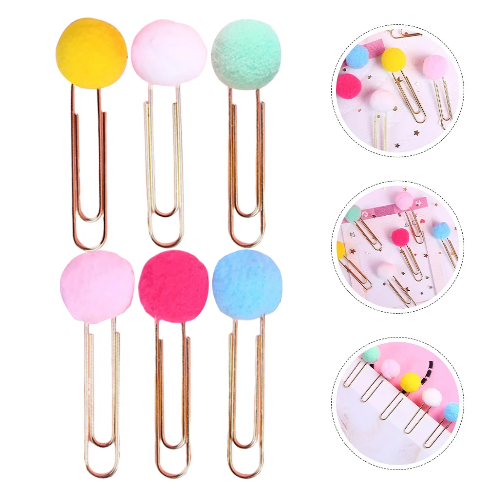 

40Pcs Colorful Pom Pom Paperclip Bookmarks Cute Decorative Paper Clips for Organizing Documents Planners School Supplies