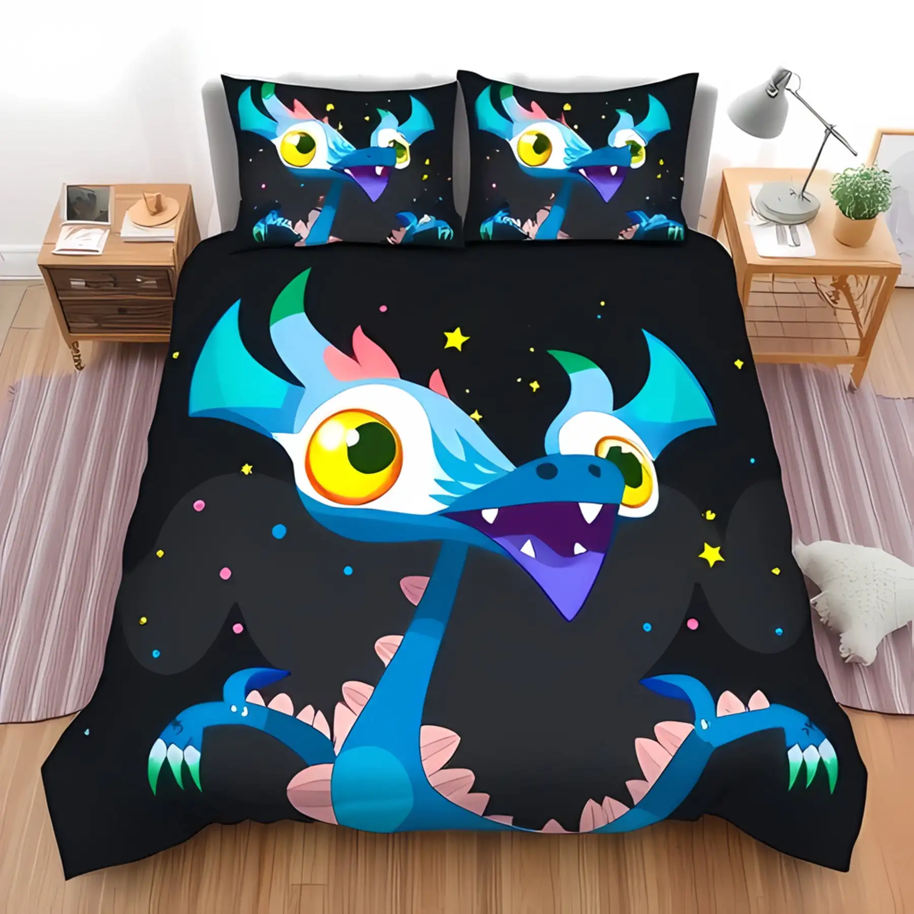 

Vibrant Cream Dragon Duvet Cover Set Asian Inspired Home Decor Suitable Children Boys Girls and Adults Warm Soft and Breathable