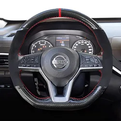 Hand Stitched non-slip Carbon Fiber suede Car Steering Wheel Cover For Nissan X-Trail Qashqai Rogue (Sport) 2017-2019 auto parts