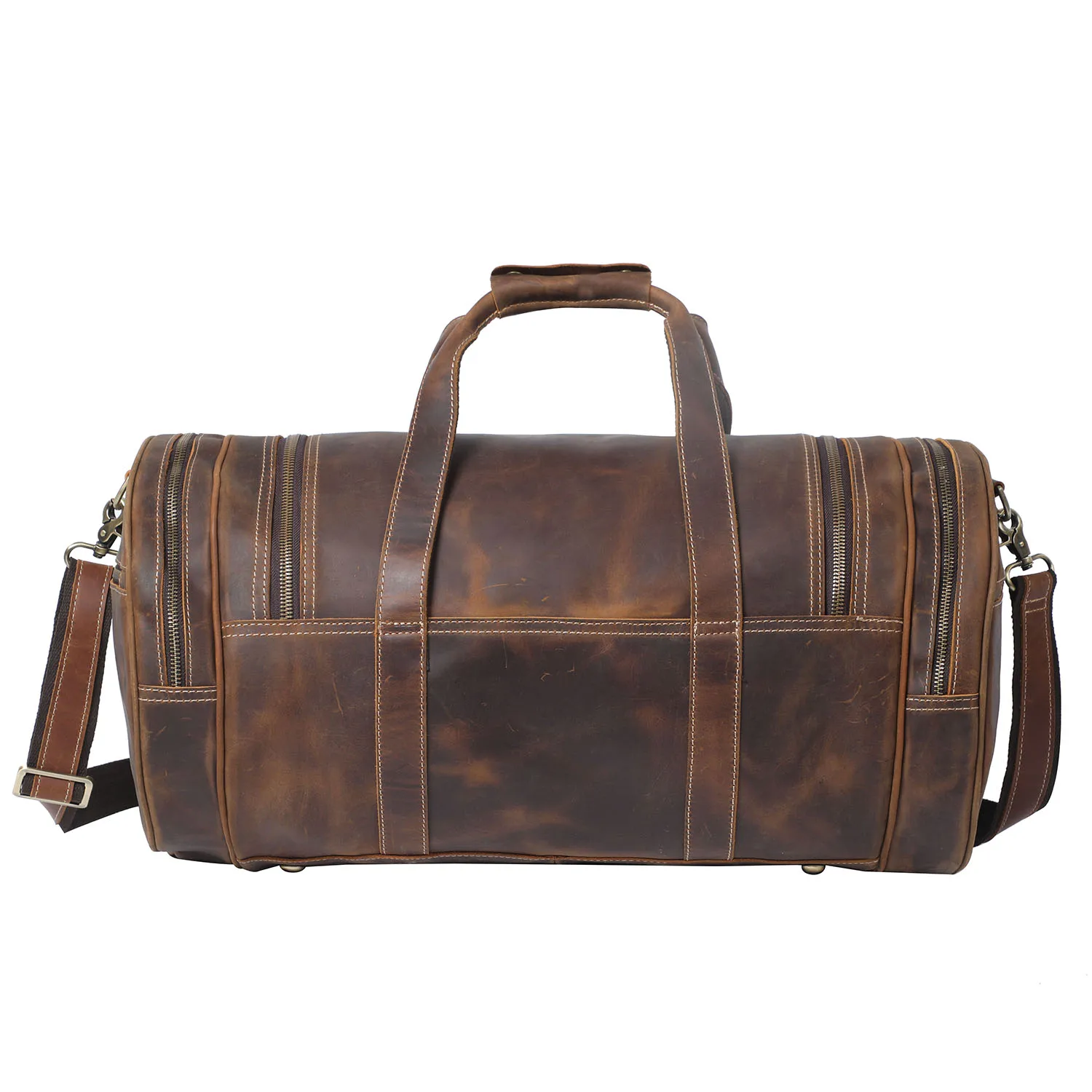 S.WORKER Vintage Vollnarbenleder-Reisetasche für Herren, Echtleder, Große Kapazität, Weekender-Reisetasche – Detail 7