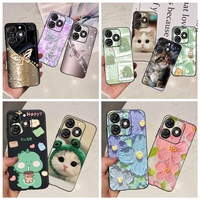 Matte Coques For Infinix Smart 8 Smart8 Fundas Soft Liquid Silicone Capa Cute Cat Butterfly Printed Para For X6525 Bumper Cases