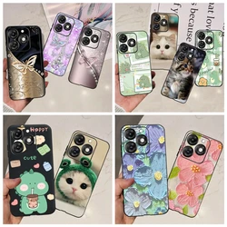 Matte Coques For Infinix Smart 8 Smart8 Fundas Soft Liquid Silicone Capa Cute Cat Butterfly Printed Para For X6525 Bumper Cases