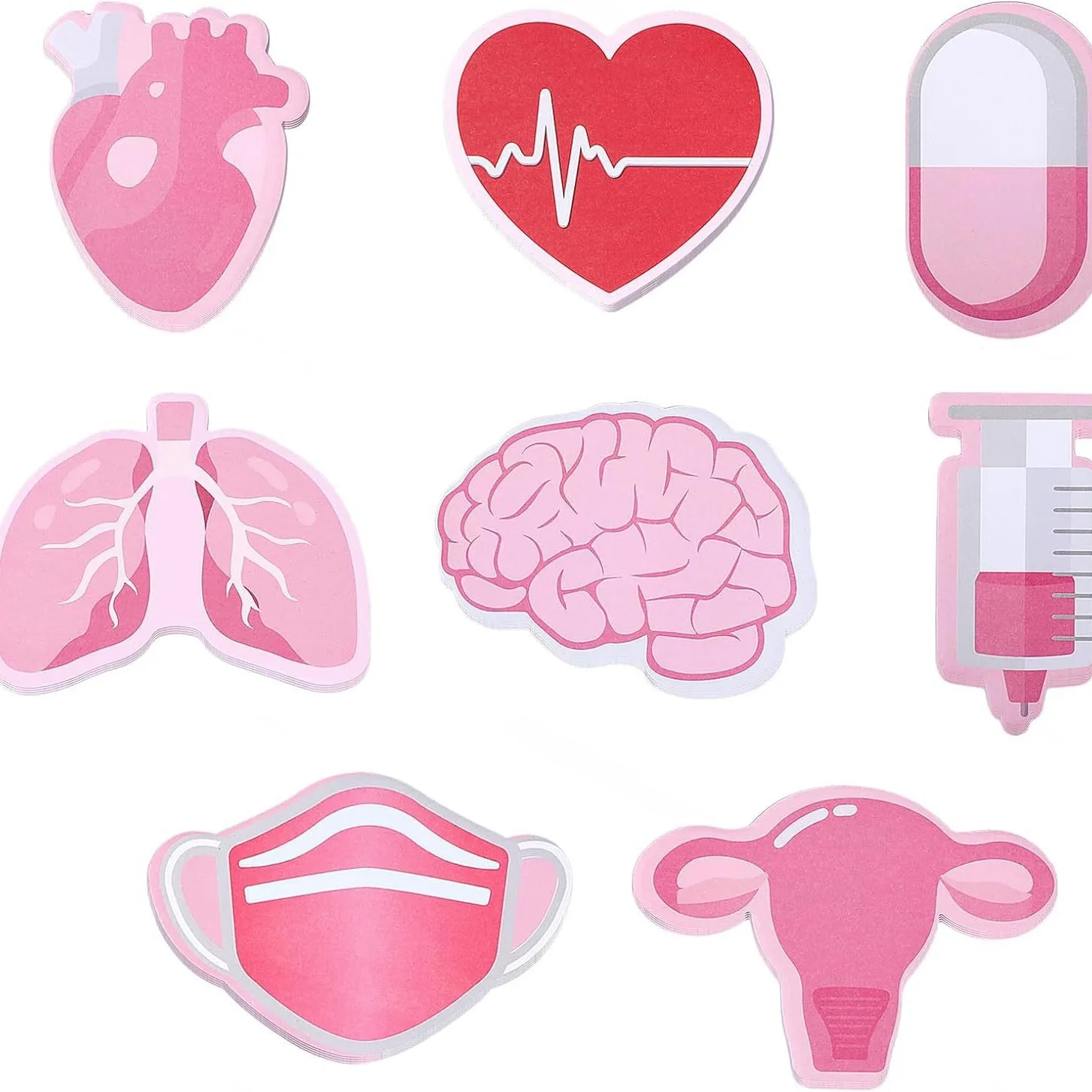 1set=8books Creative Hospital Theme Pink Organ Shaped Memo Pad N-time Sticky Notes Doctor Nurse Notepad Message Tips Note Paper