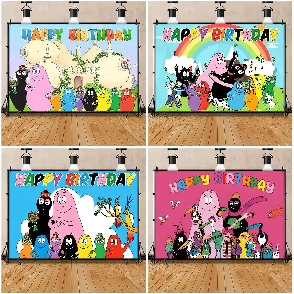 Halo Barbapapa Themen-Fotografie-Hintergrund Kindergeburtstag Fotohintergrund Baby-Banner Cartoon