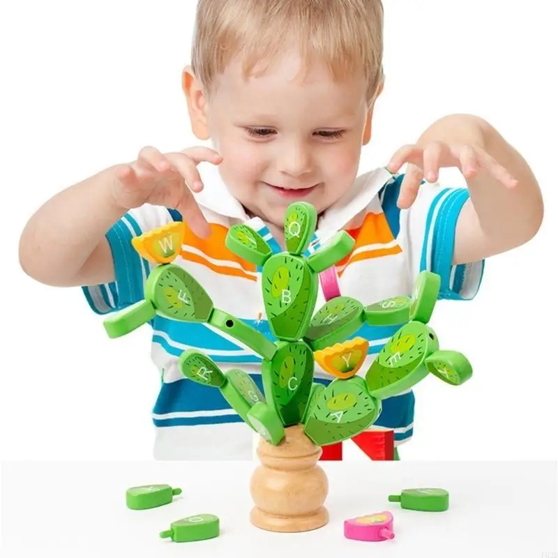 F62D Blocos empilhamento cactos, presentes para crianças 3-6 blocos balanceamento cactos brinquedo