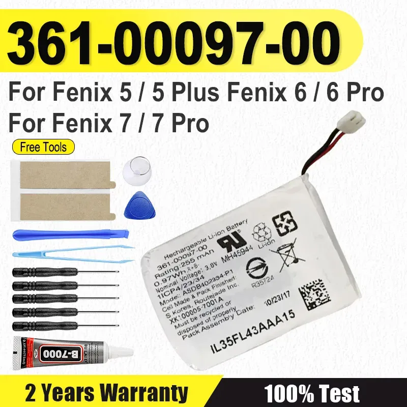 Batería completamente nueva 361-00097-00 para Fenix ​​5 / 5Plus 6 / 6Pro para Fenix ​​7/Fenix ​​7 Pro + herramientas gratuitas