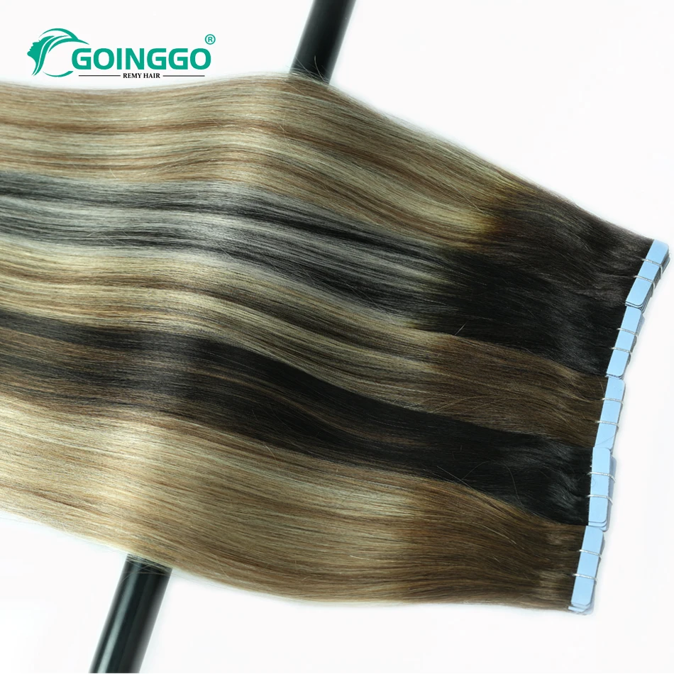 เทปผมต่อมนุษย์ Straight ไม่มีรอยต่อผิว Weft กาวกาว Remy Hair Extension สำหรับ12-26นิ้วคุณภาพสูง