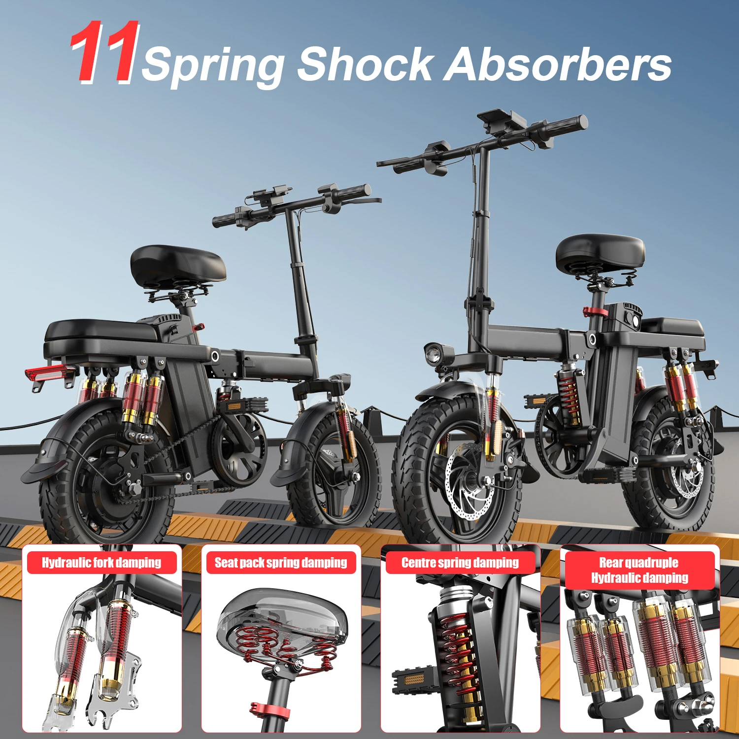 دراجة كهربائية قابلة للطي من FURIDER، محرك بدون فرشاة 740 وات، بطارية قابلة للفصل 48V15AH، دراجة كهربائية للبالغين مقاس 14 بوصة، للتنقل #4