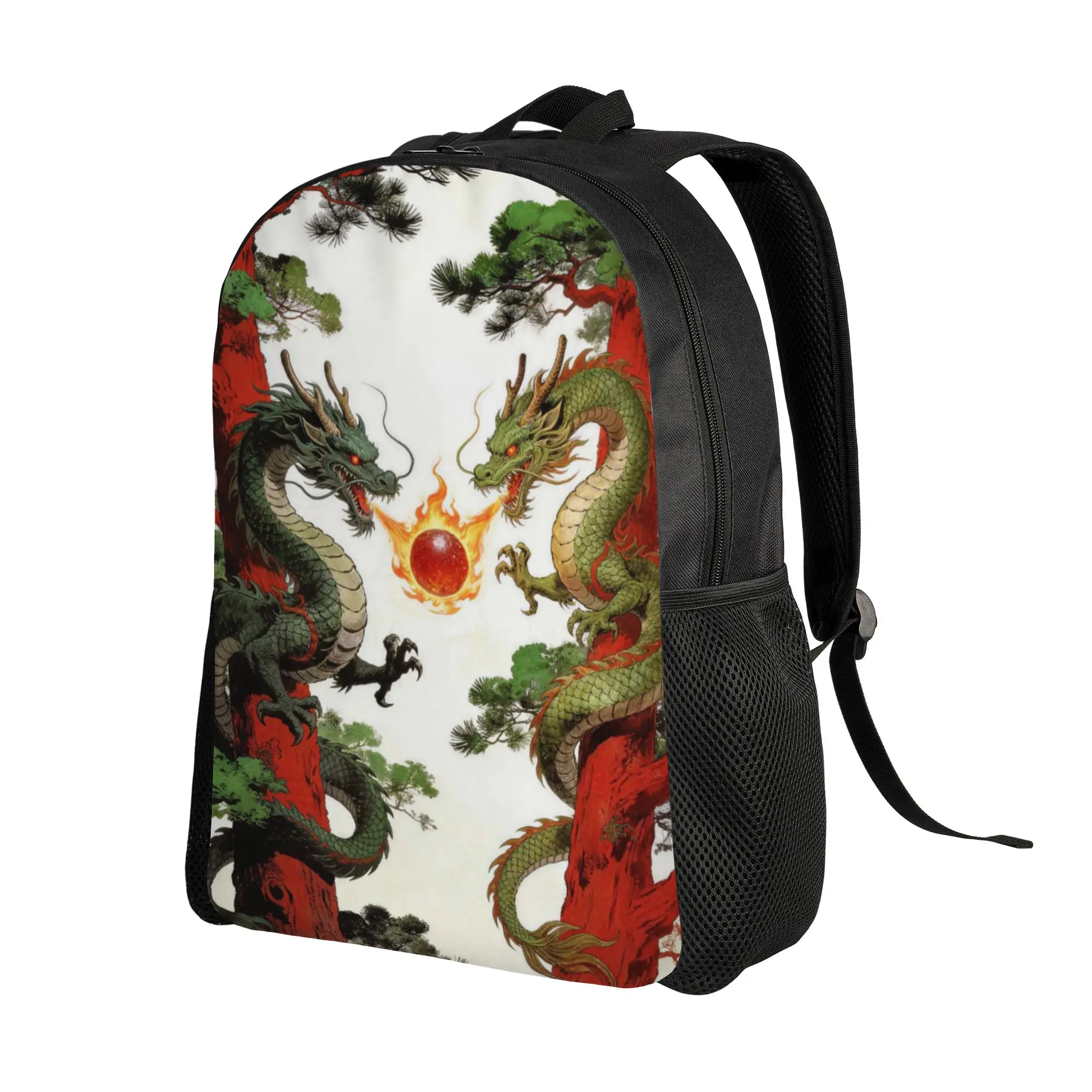 Bookbag Back to school season Chinese Dragon Pine Tree Traditional   Fashion Backpack