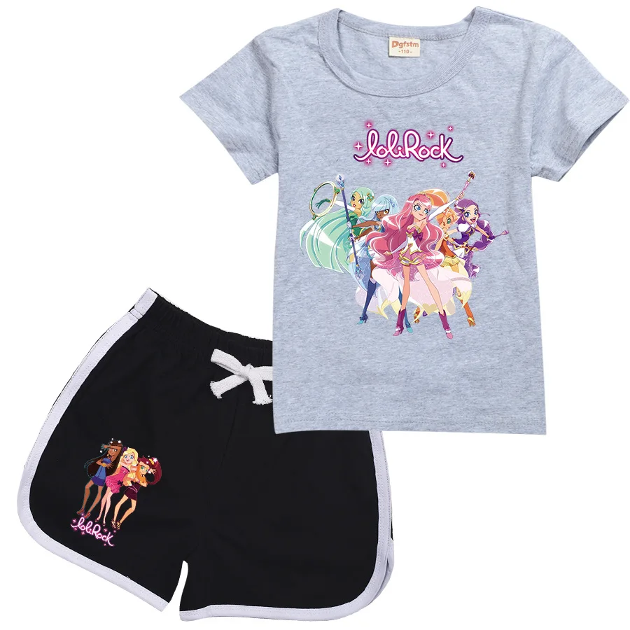 Fashion LoliRock Magical Girl Clothes Summer Clothing Kids LoliRock Sports Suit T Shirt+Pants 2pcs Baby Children Outfits Pajamas