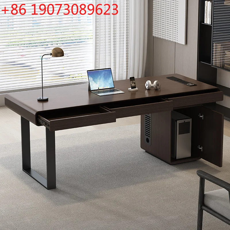 

Italian minimalist solid wood desk home study writing desk simple modern light luxury high-end desktop computer desk