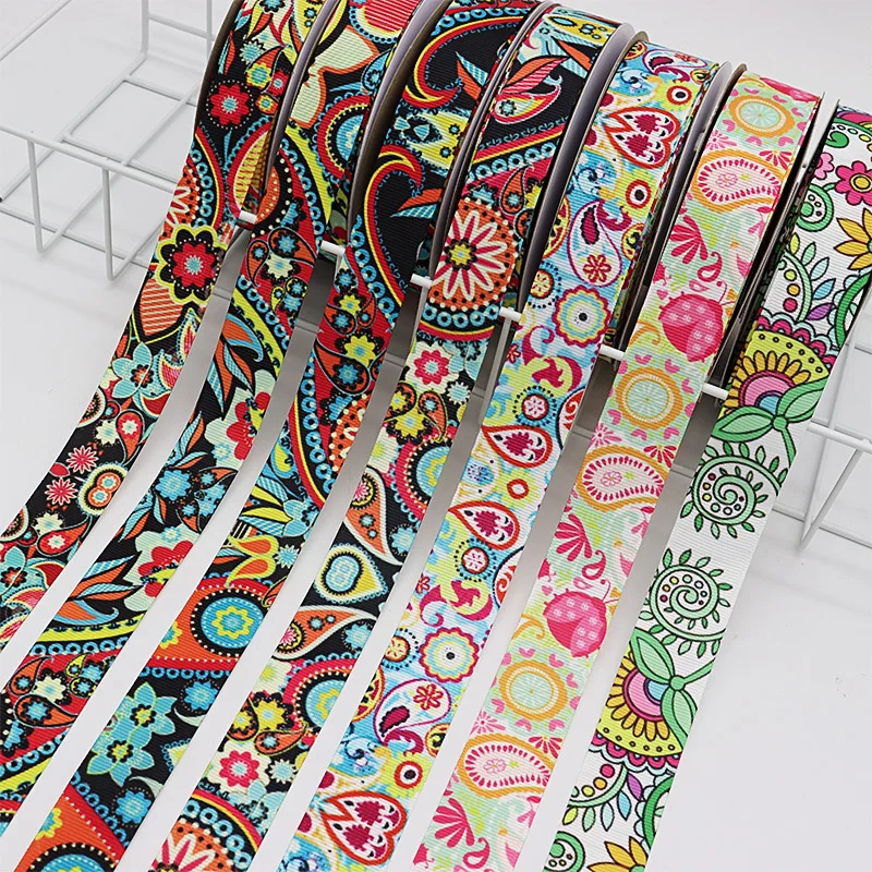 

22mm 25mm Paisley Cartoon Printed Grosgrain Ribbon For DIY Handmade Hair Bow Party Decoration Gift Packing