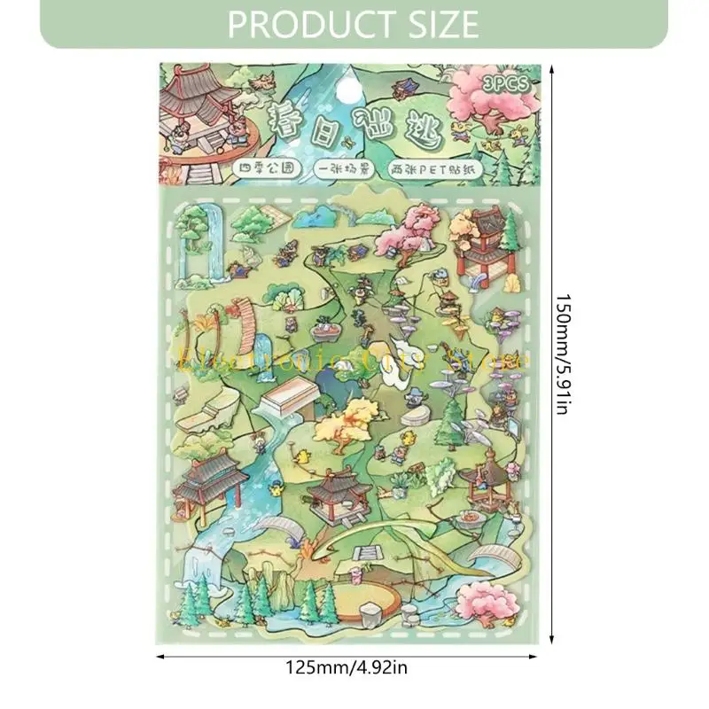 Long Lastingness PET Seasonal Landscape Sticker For Art Crafts Room Decorative HU8D