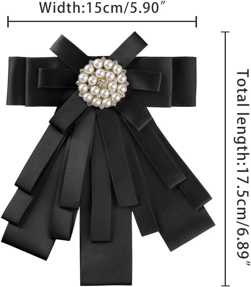 Men's and Women's Tie Pearl Rhinestone Bow Business Banquet Suit Shirt Tie Brooch Wedding Party Bow Cocktail Party Accessories