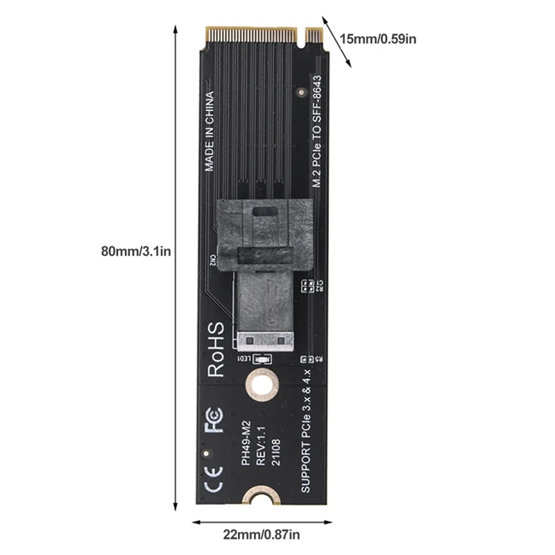 Advanced M.2 NVME Mkey Pciex4 To SFF8643 M.2 NVME To U.2 Converter Card Expansion Adapter Board