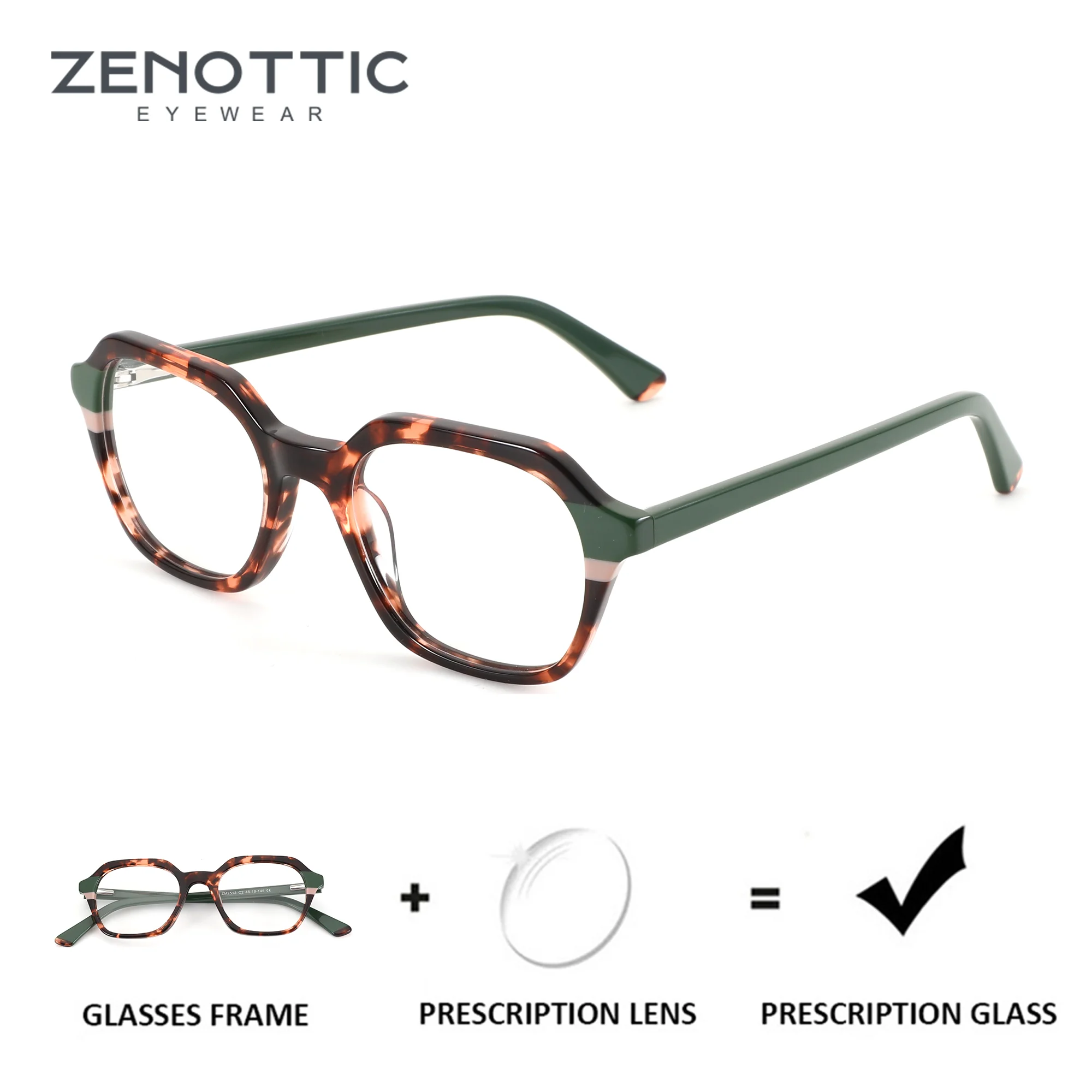 

ZENOTTIC (размер XXS) Женские ацетатные очки с полигональной оправой, антибликовые, с защитой от синего света, прогрессивные, на заказ, оптические очки