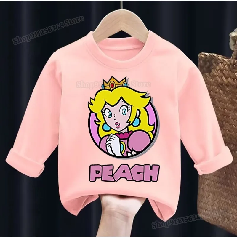 Super Marios Bros Koszulka z długim rękawem Dzieci Kolory Bluza Chłopcy Dziewczynki Ubrania Wiosna Jesień Pullover Cute Cartoon Tops Tees