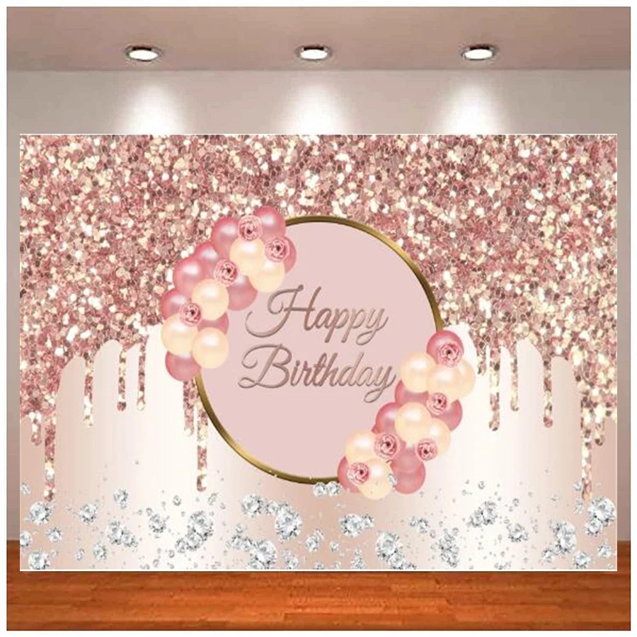 

Pink Balloon Kids Photography Backdrop Diamond Dots Newborn Children Birthday Portrait Poster Background Banner Props