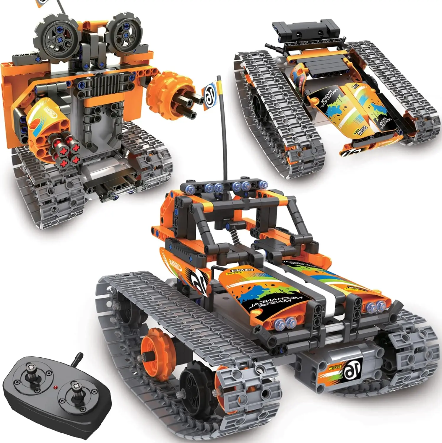 3-in-1 STEM Building Blocks RC Cars Kit for Boys 8-14 - Remote Control Vehicle and Robot Building Toys, Cool Birthday Gift Idea for Kids Ages 8-12