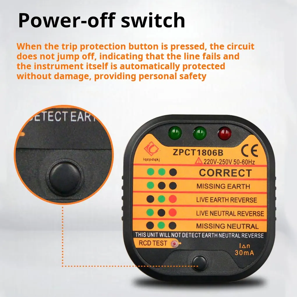 

Socket Tester Detector Circuit Polarity Voltage Plug Circuit Breaker Grounding Zero Wire Switch Current Detector Electroscope