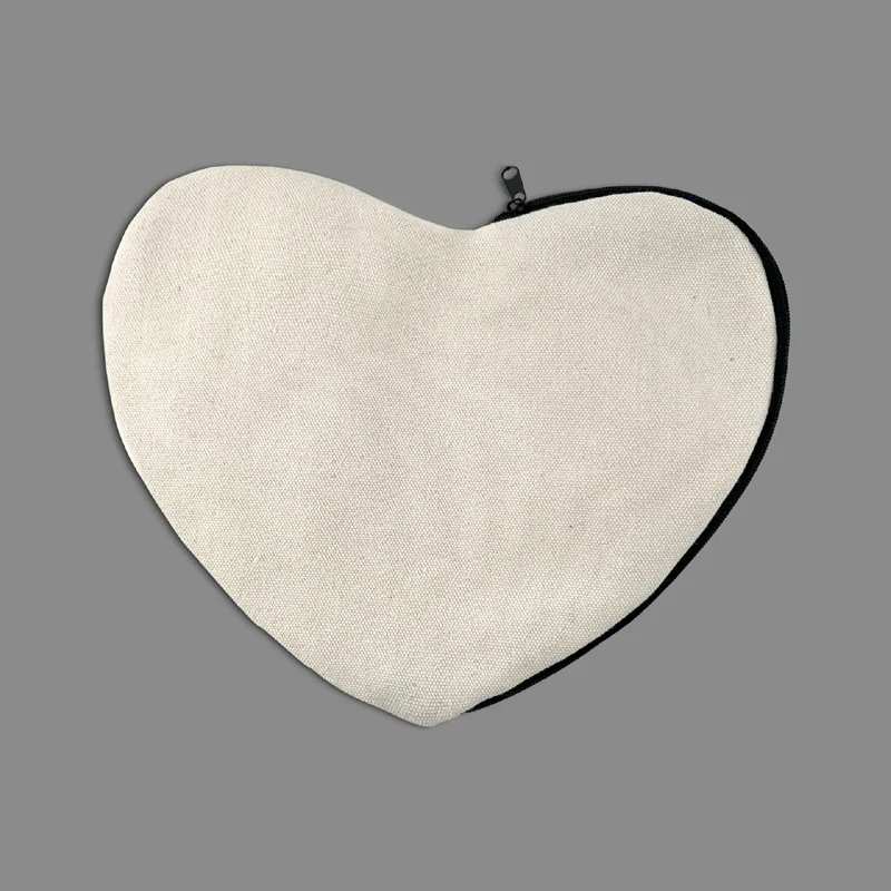 10pcs Cosmetic Bags DIY White Canvas Blank Heart Shaped Pencil Case