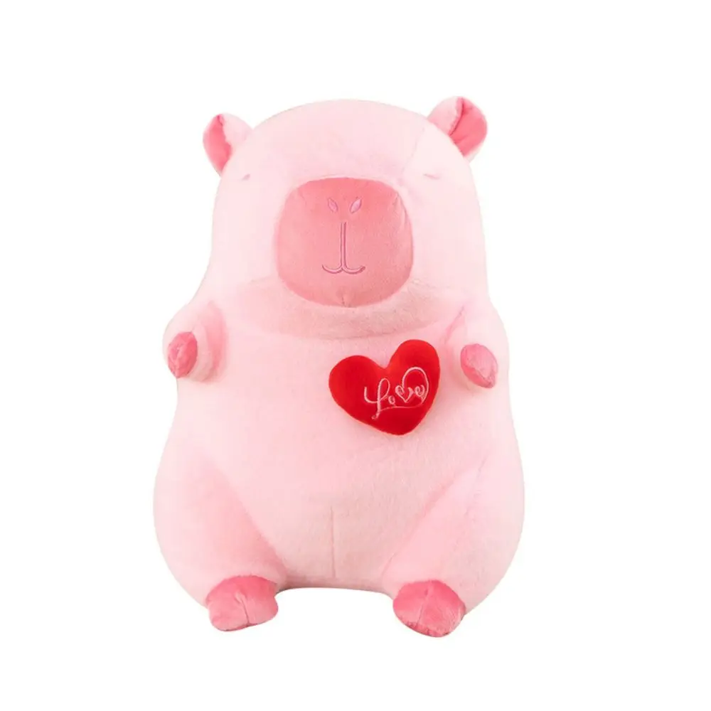 Simulation Pink Love Capibara Plush Doll Stretchable Cloth Doll Sport Capibara Plush Toys Soft Cute Doll