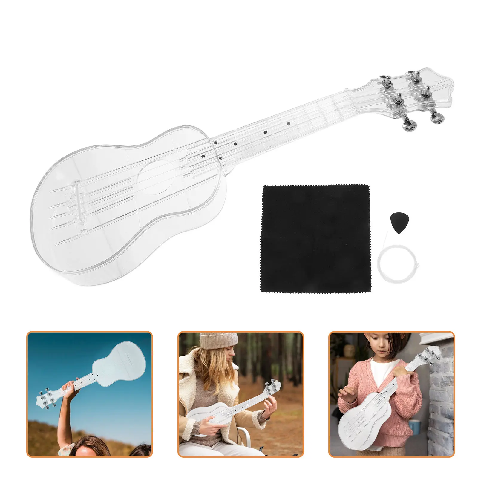 

1Set 21 Inch Transparent Ukulele Air-Nova Composite Material Lightweight Drop-Resistant for Beginners Adults Portable